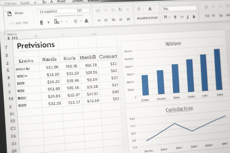 tableau excel avec prévisions et graphiques