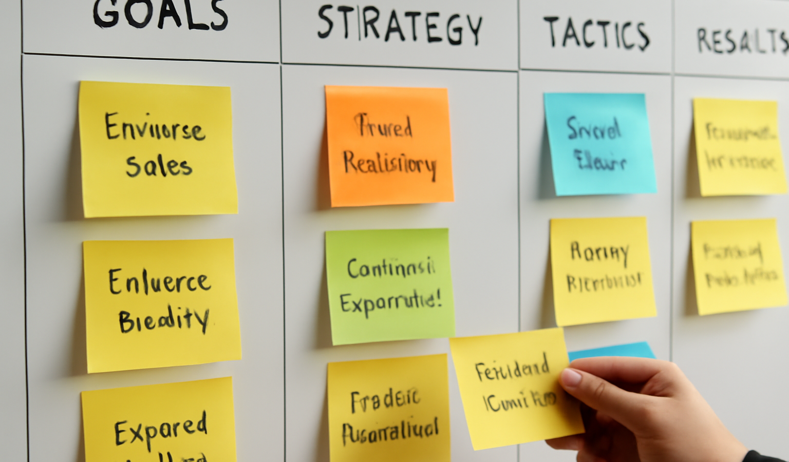 écran planification stratégique avec post-its