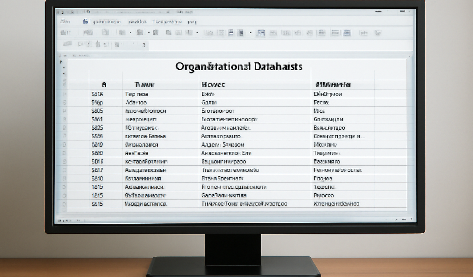ecran avec base de donnees organisationnelle ouverte
