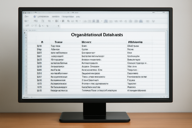 ecran avec base de donnees organisationnelle ouverte