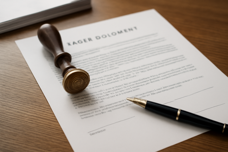 documents juridiques et sceau sur un bureau