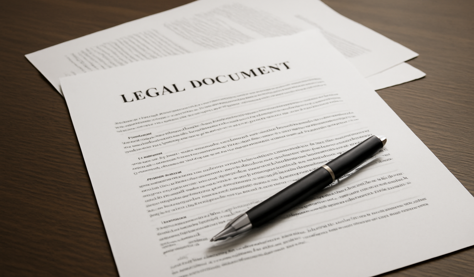 documents juridiques et stylo sur bureau