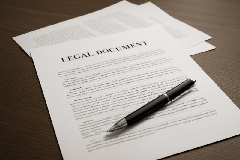 documents juridiques et stylo sur bureau