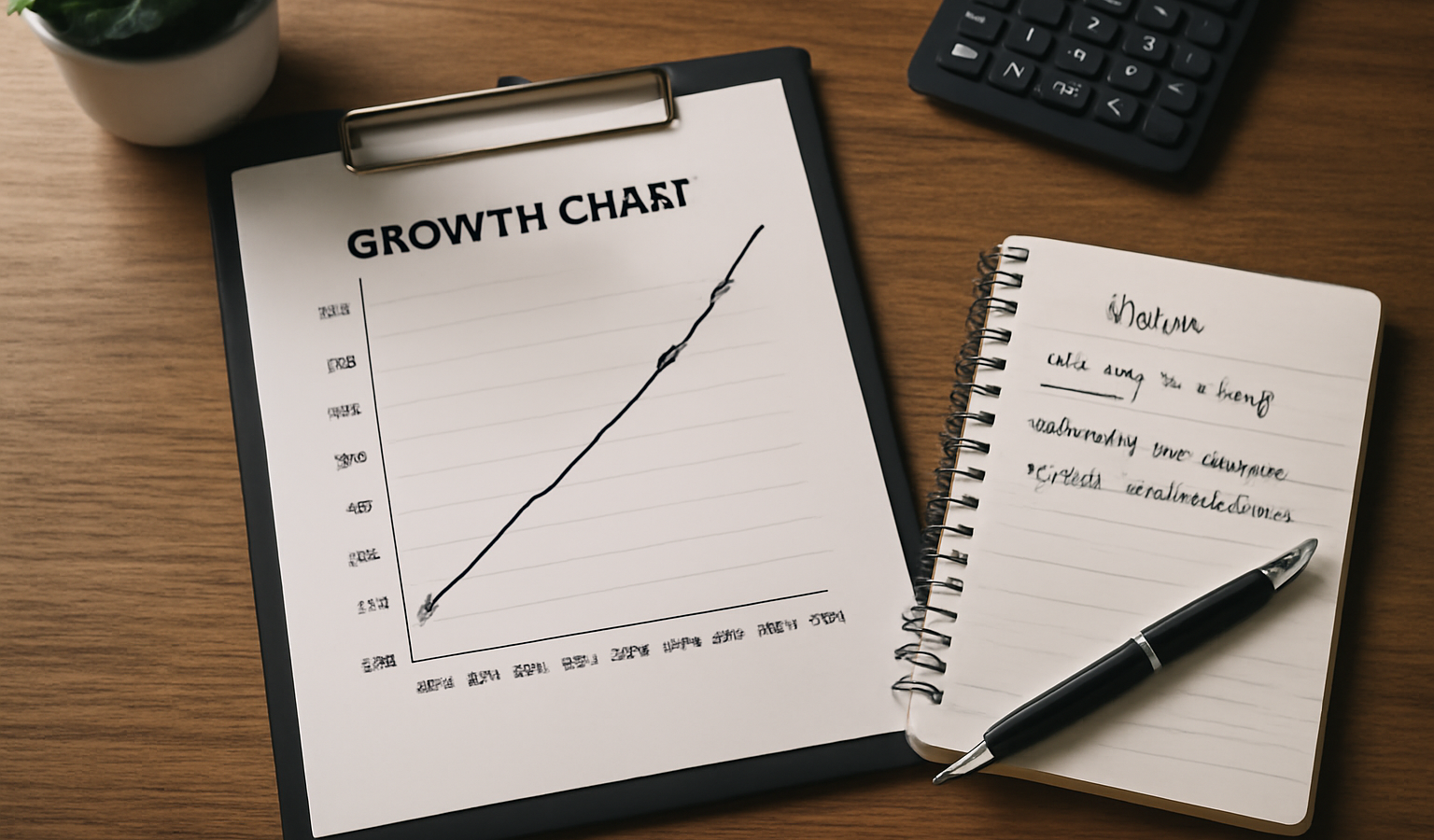 tableau de croissance et notes sur bureau