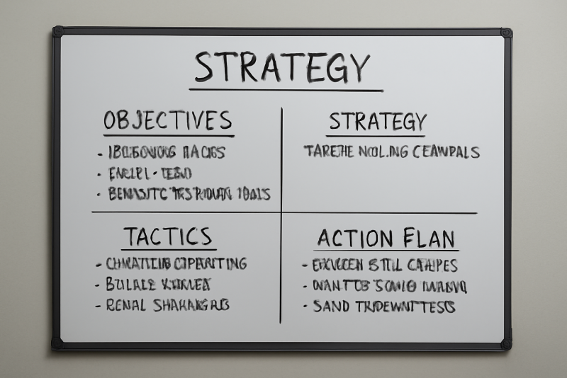 tableau de stratégie avec objectifs notés