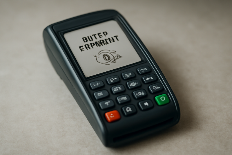 terminal virtuel affichant interface de paiement