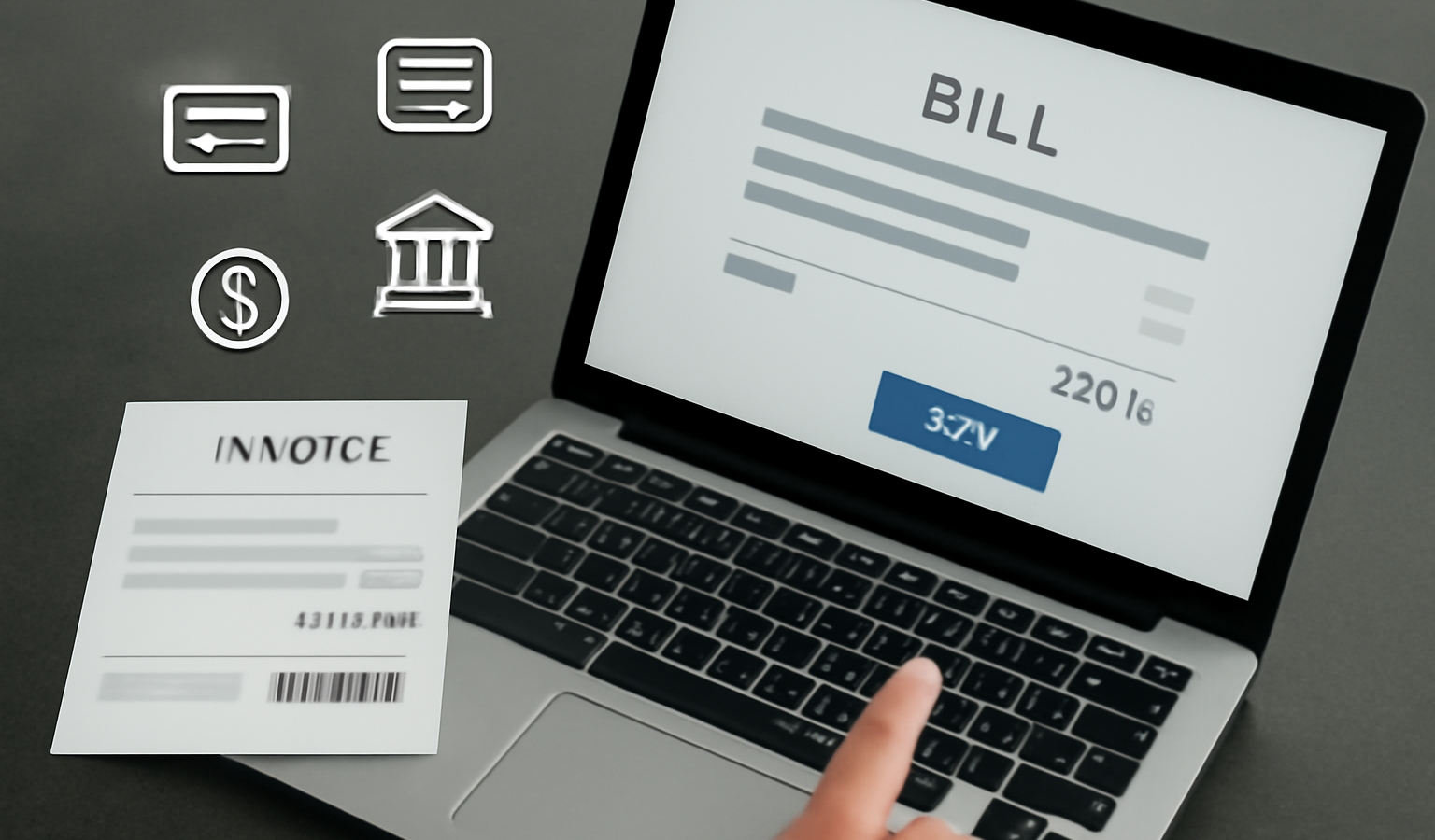 factures en ligne et icones de paiement