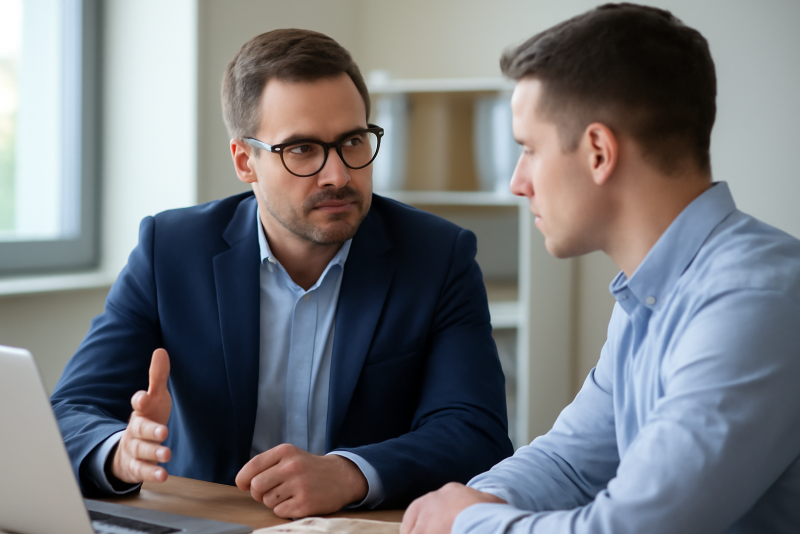 manager donnant un feedback a un collaborateur
