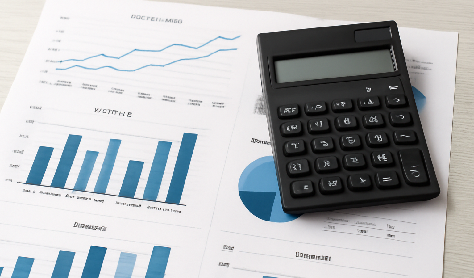 tableau financier avec graphiques et calculatrice