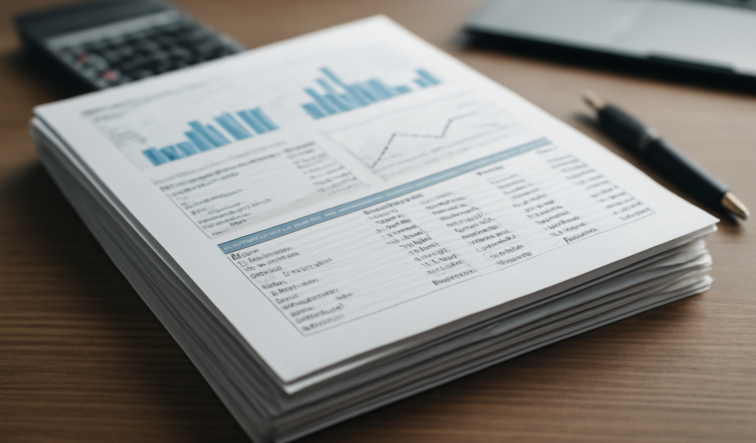 documents financiers empilés sur bureau