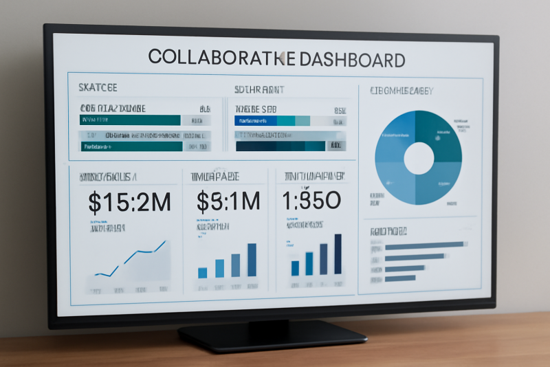 tableau de bord collaboratif affiche objectifs et indicateurs