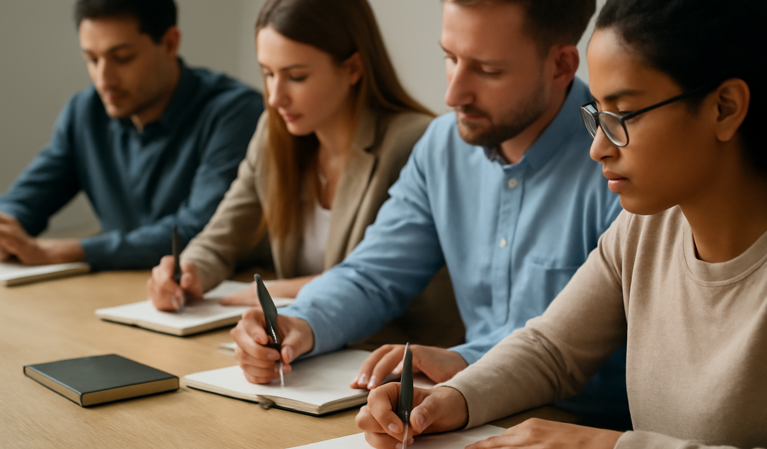 participants autour d'une table prenant des notes