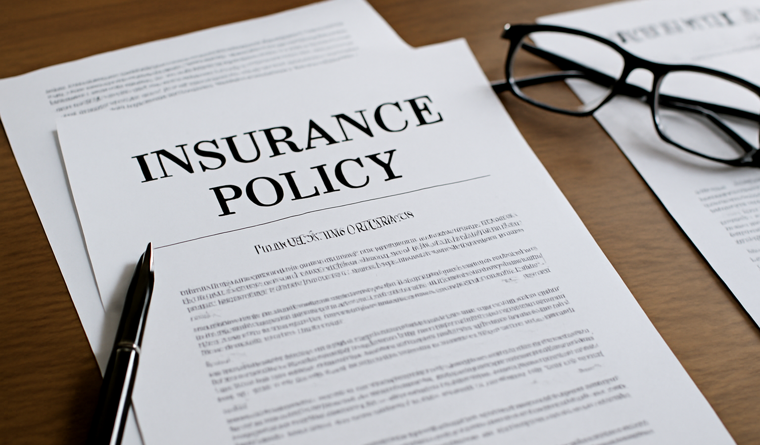contrats d'assurance posés sur bureau