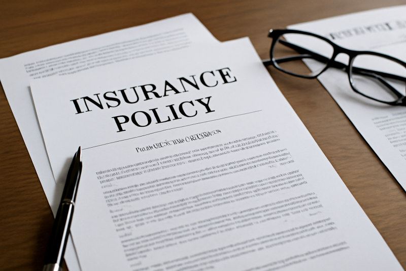 contrats d'assurance posés sur bureau