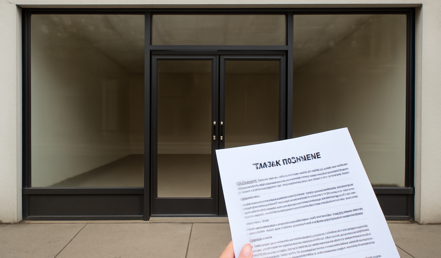 devanture de local commercial vide et contrat