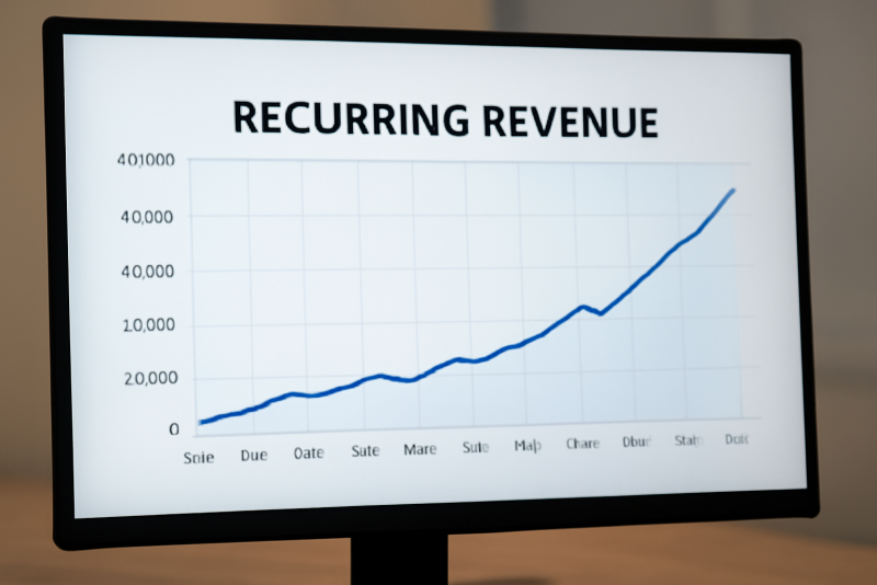 écran affichant graphique de revenus récurrents