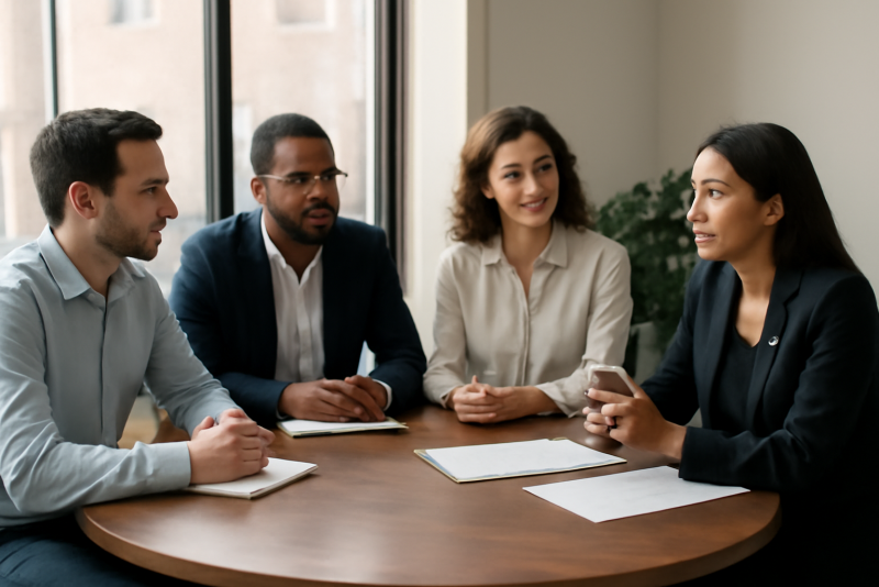 table ronde d'entrepreneurs en réunion