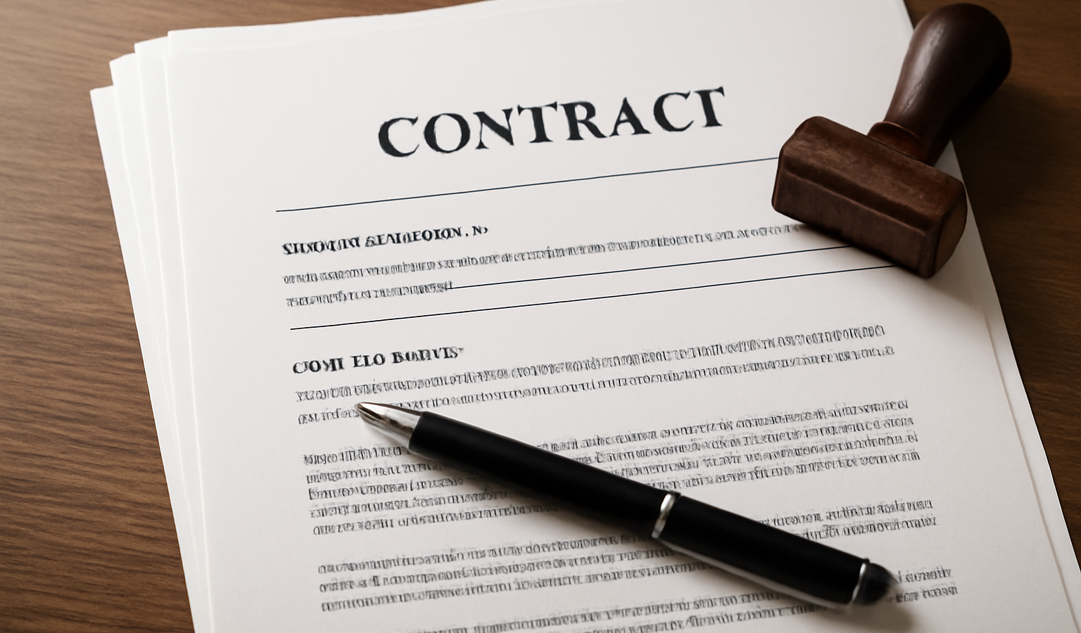 contrats et timbre sur table de bureau