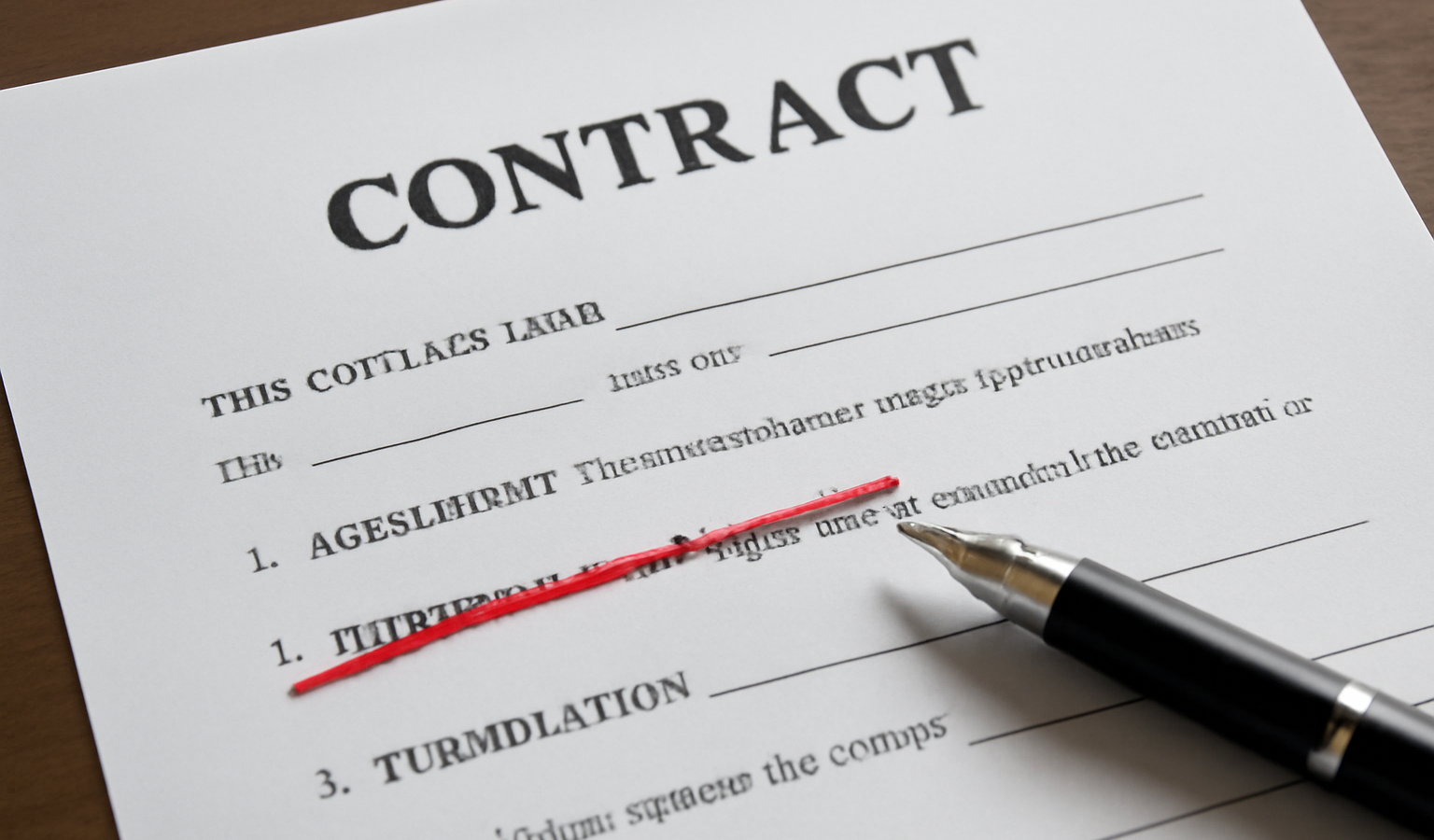 contrat annoté avec clause barrée