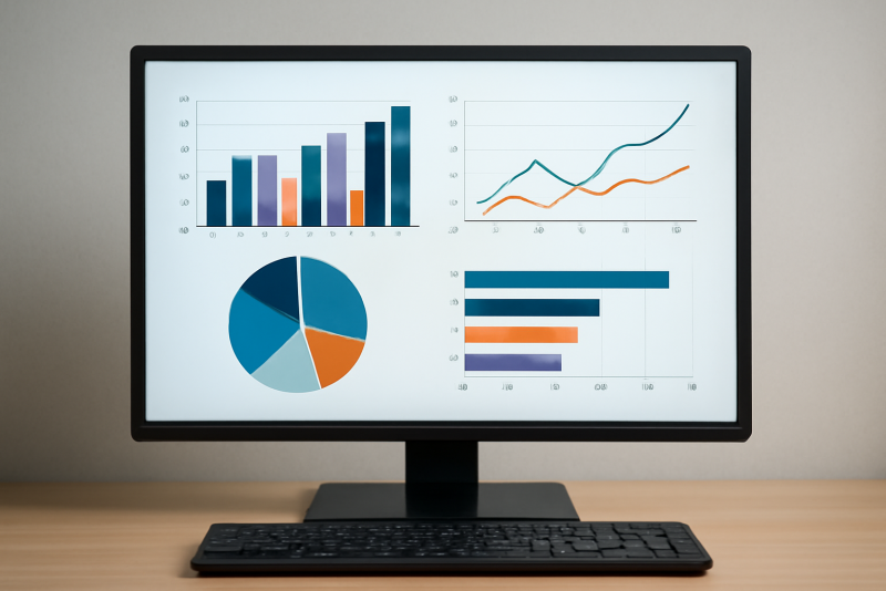 graphiques comparatifs sur ecran d'ordinateur