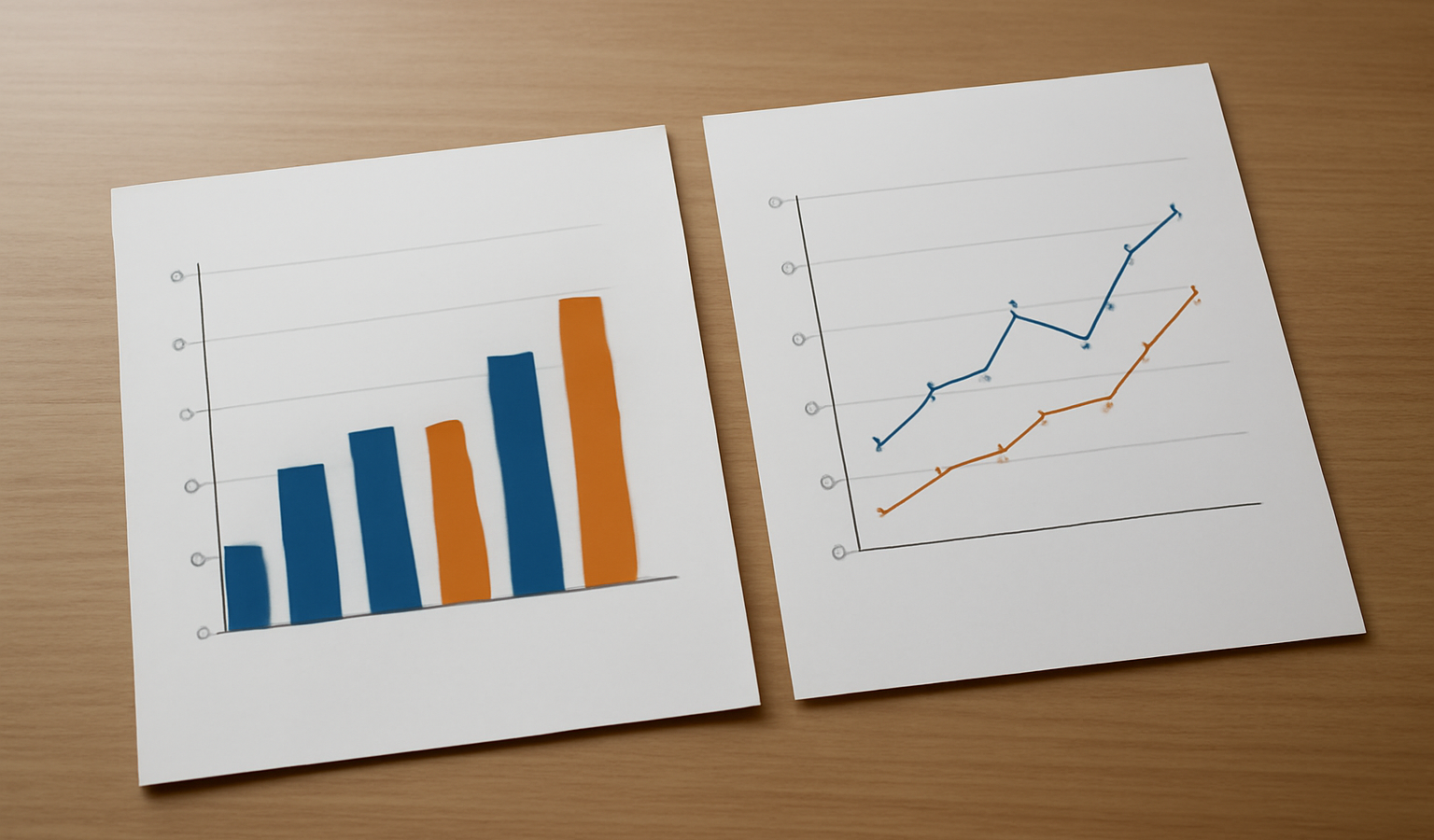 graphes comparatifs cote a cote sur table