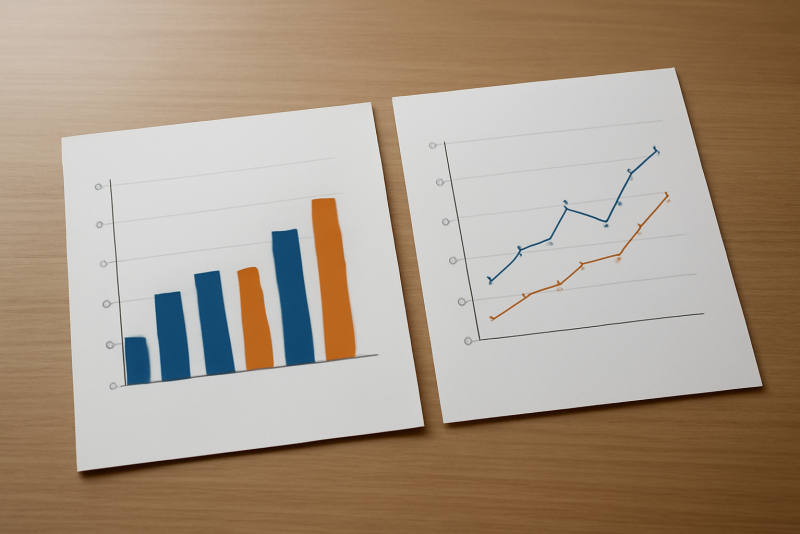 graphes comparatifs cote a cote sur table