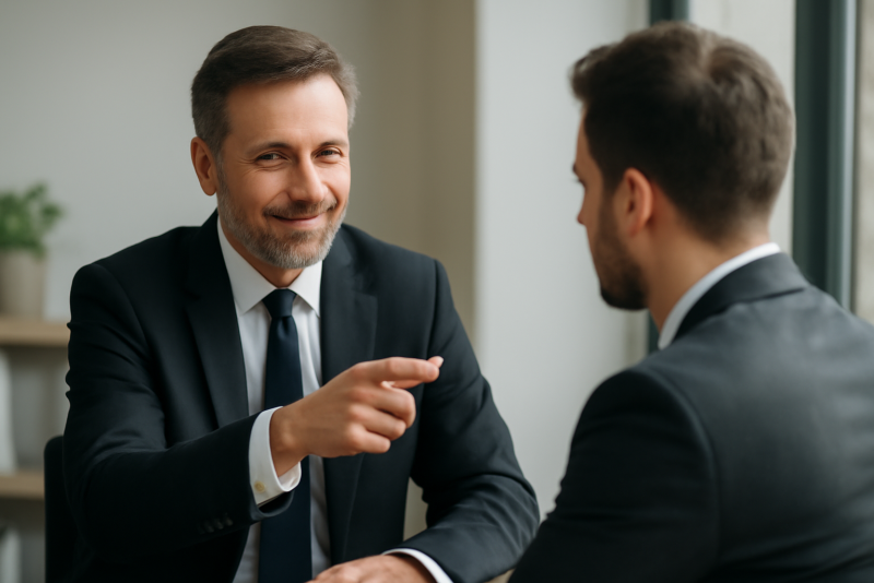 dirigeant confiant responsabilité à collaborateur