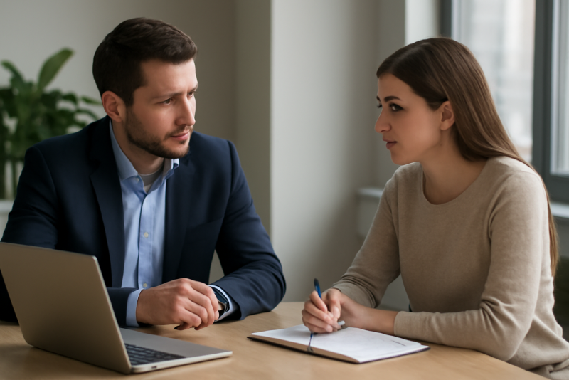 discussion d'evaluation entre manager et collaborateur