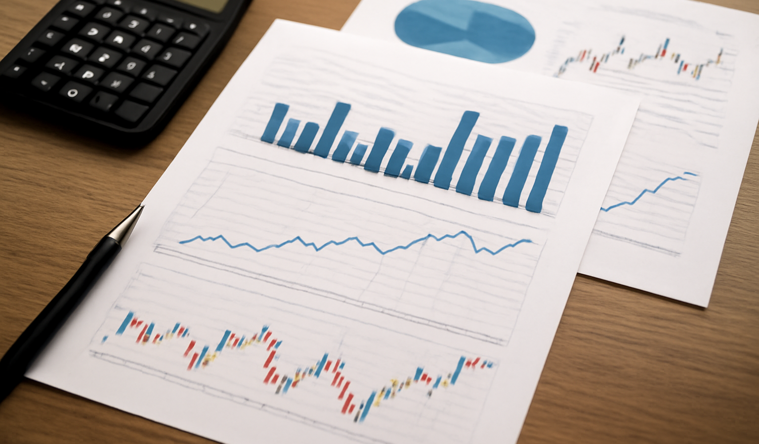 representations de graphiques financiers sur bureau