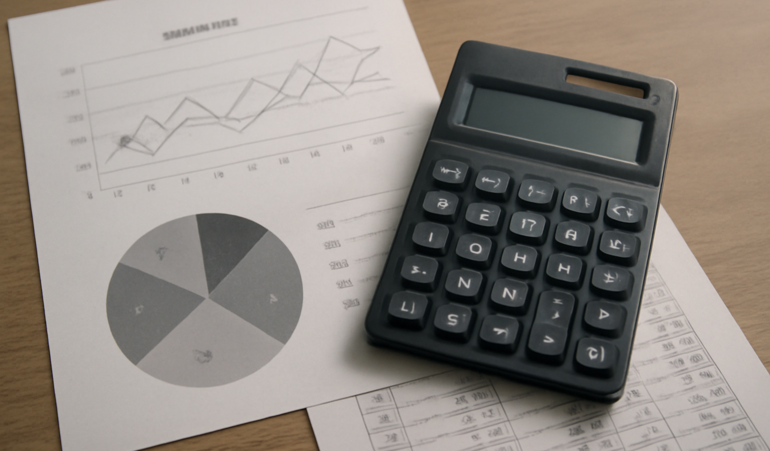 documents financiers et calculatrice sur table