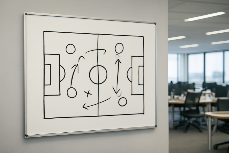 tableau de stratégie ignore au mur d'un open space