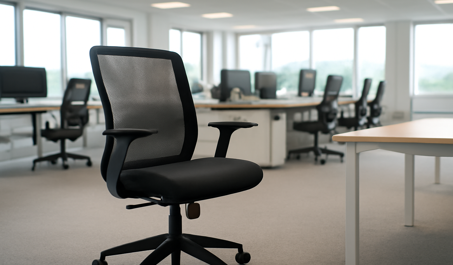 chaise vide dans un open-space lumineux