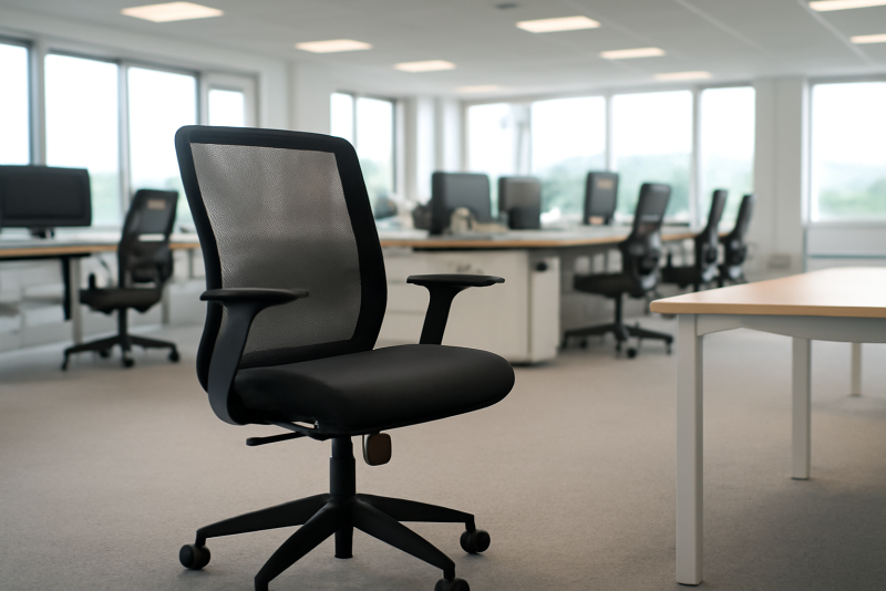 chaise vide dans un open-space lumineux