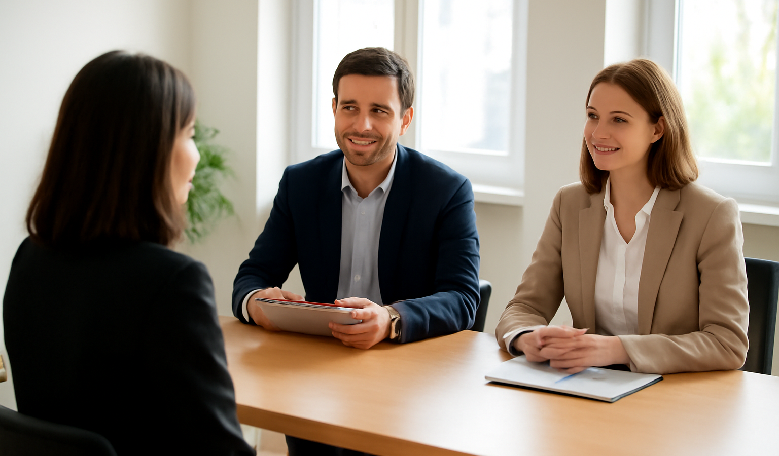 entretien de recrutement dans un bureau lumineux