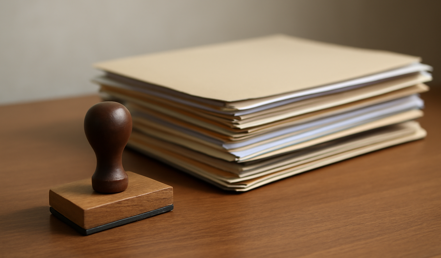 tampon et dossiers denregistrement sur bureau