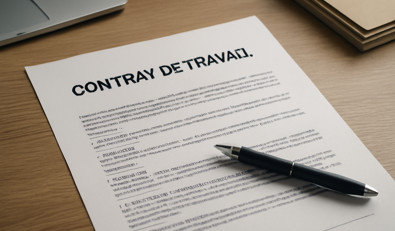 contrat de travail posé sur un bureau