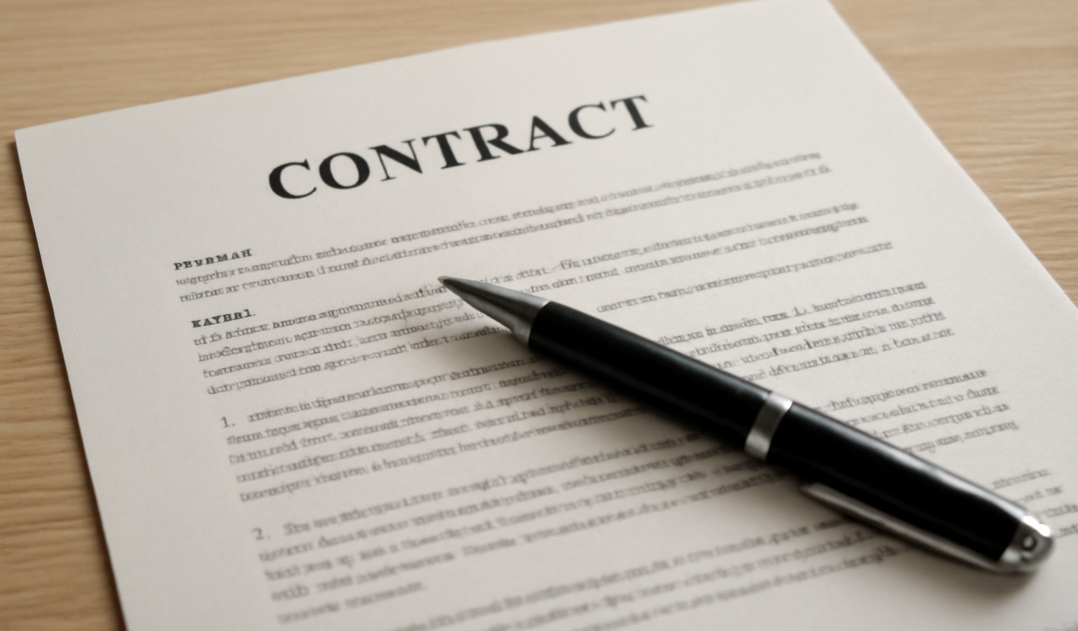 contrat ouvert avec stylo posé dessus