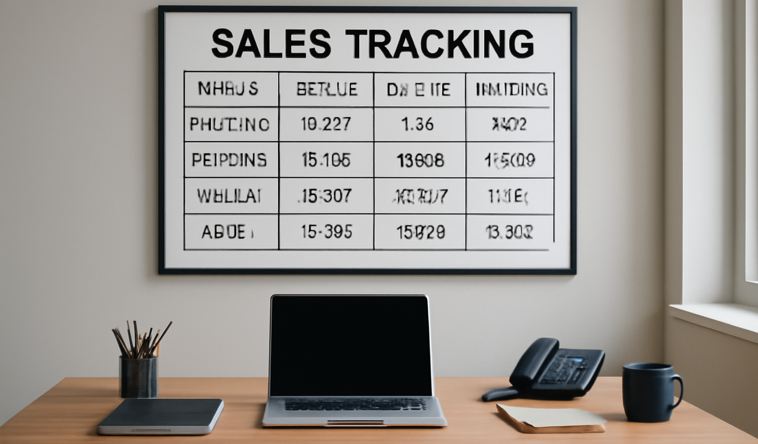 bureau avec tableau de suivi commercial