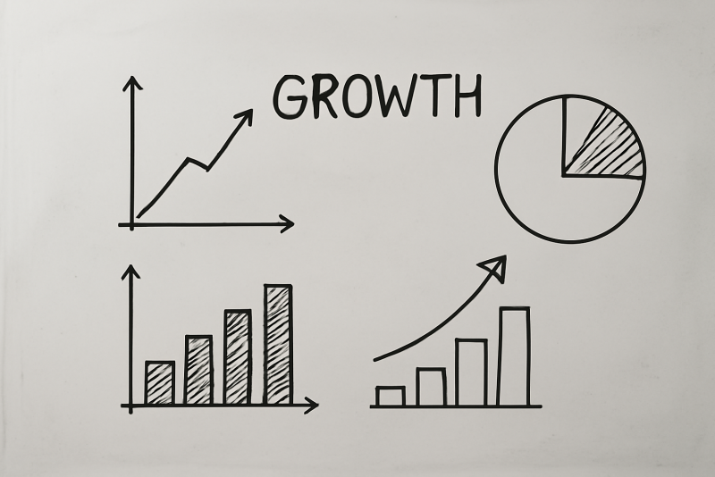 tableau blanc avec schémas de croissance