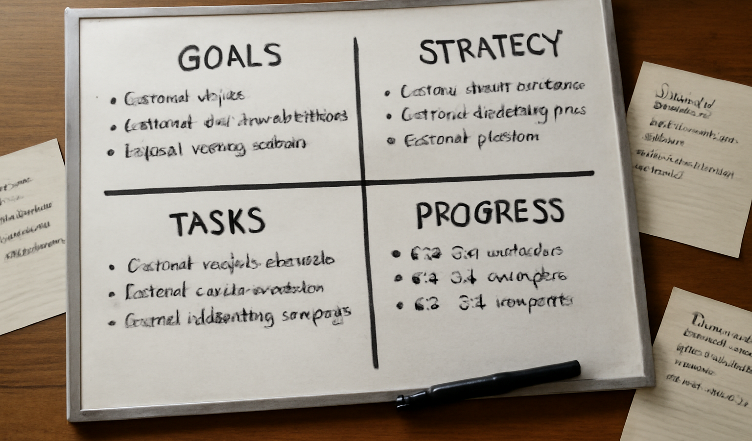 tableau strategique et notes manuscrites