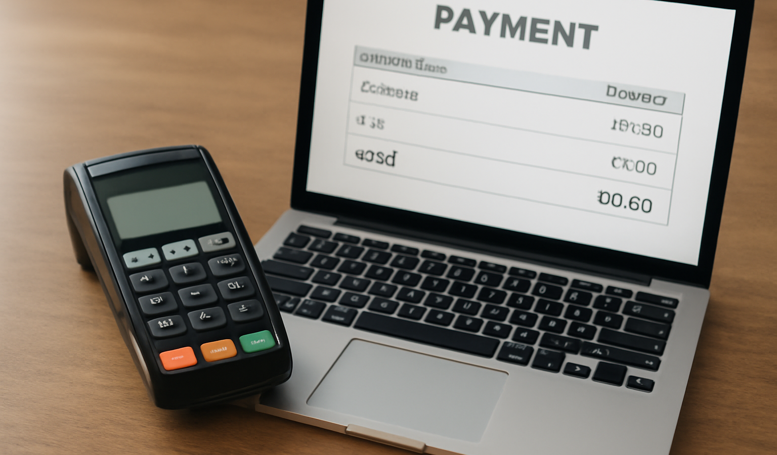 terminal et ordinateur avec tableau de paiements