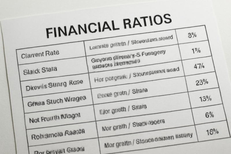 tableau de ratios financiers sur papier