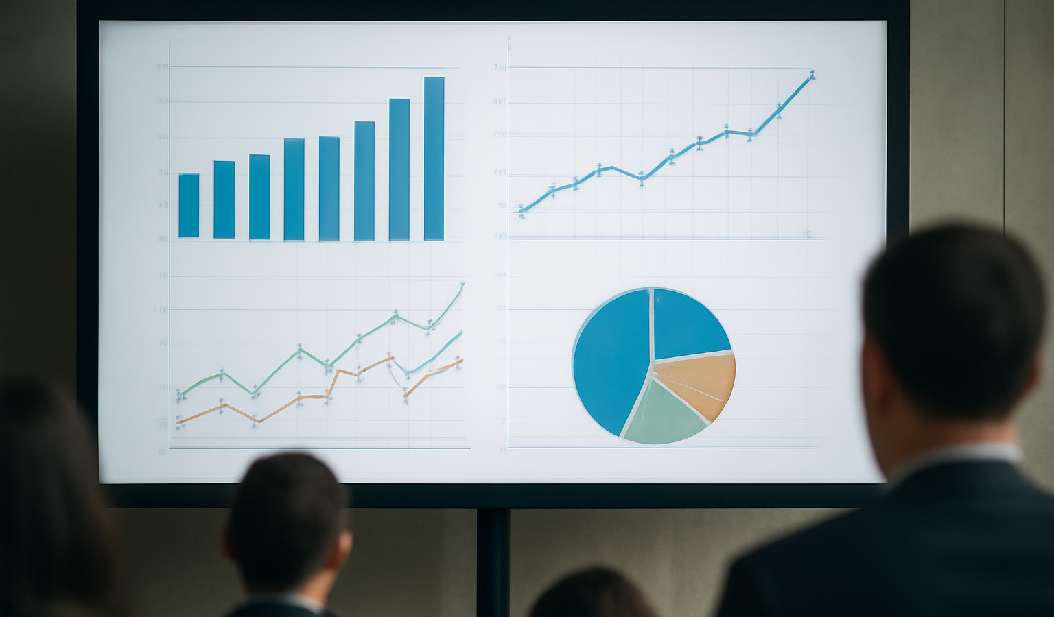 graphes et tendances sur ecran lors d'une presentation