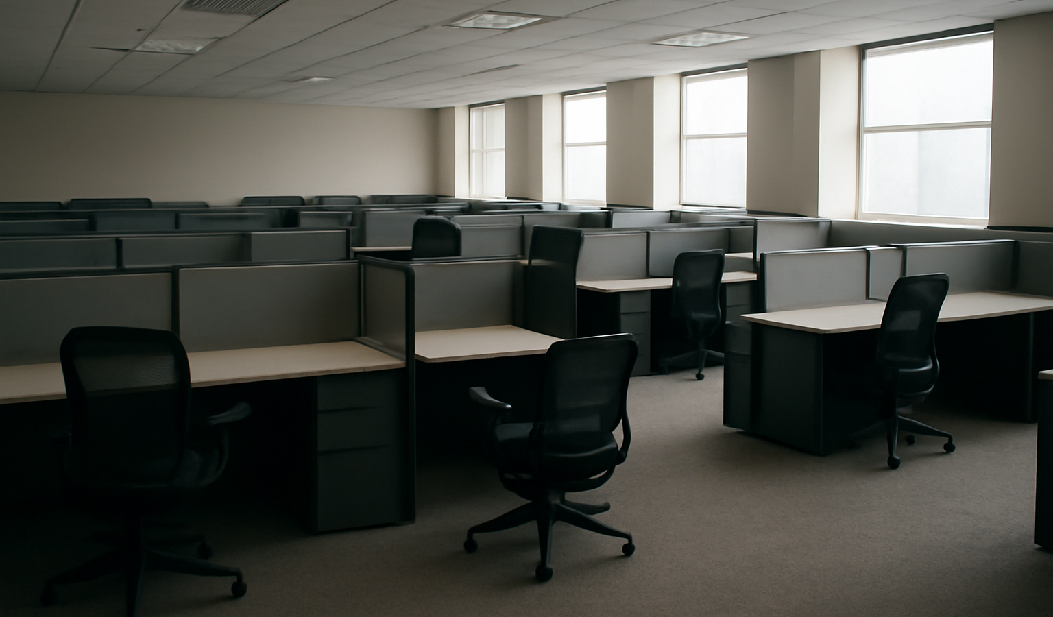 bureaux vides et chaises désertes