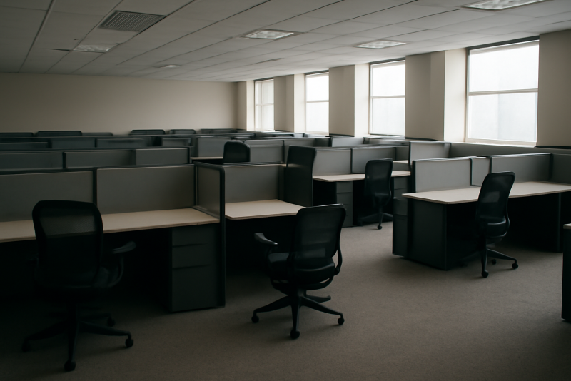 bureaux vides et chaises désertes