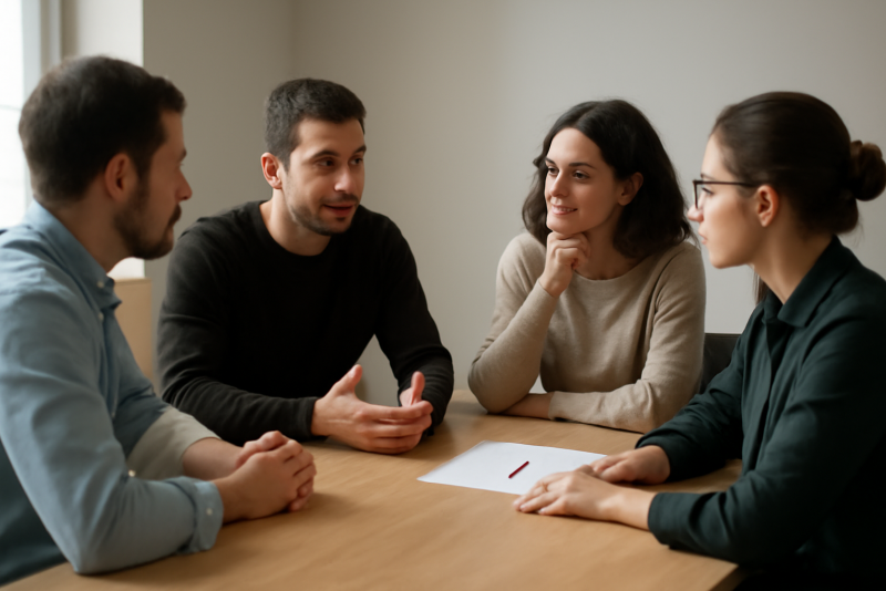membres autour d'une table debattant