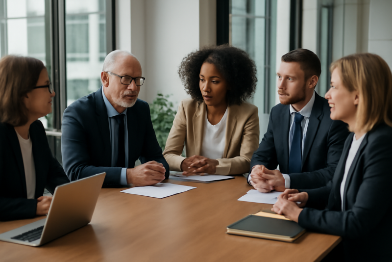 conseil d'administration discutant autour d'une table