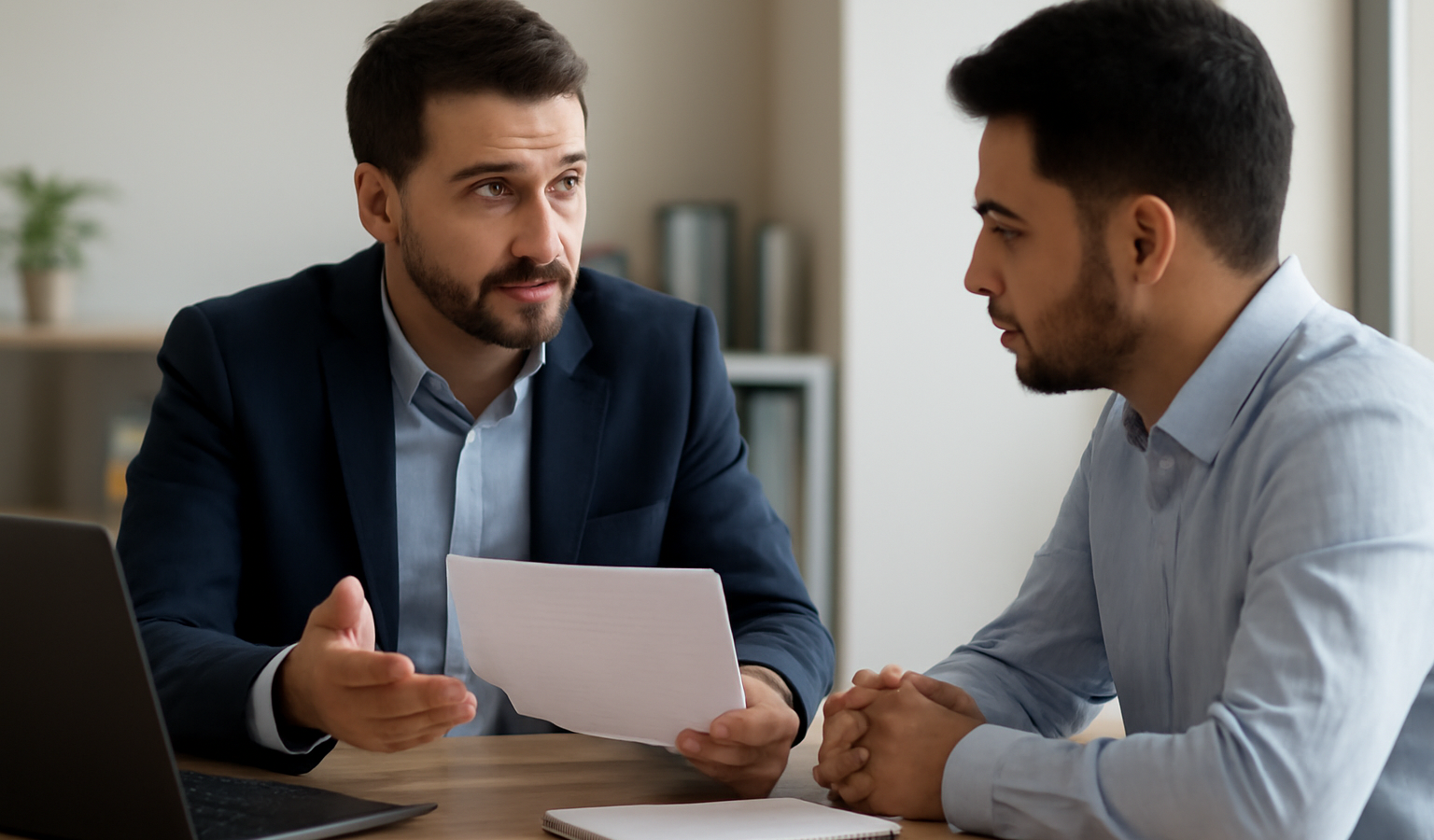 manager expliquant taches a un collaborateur