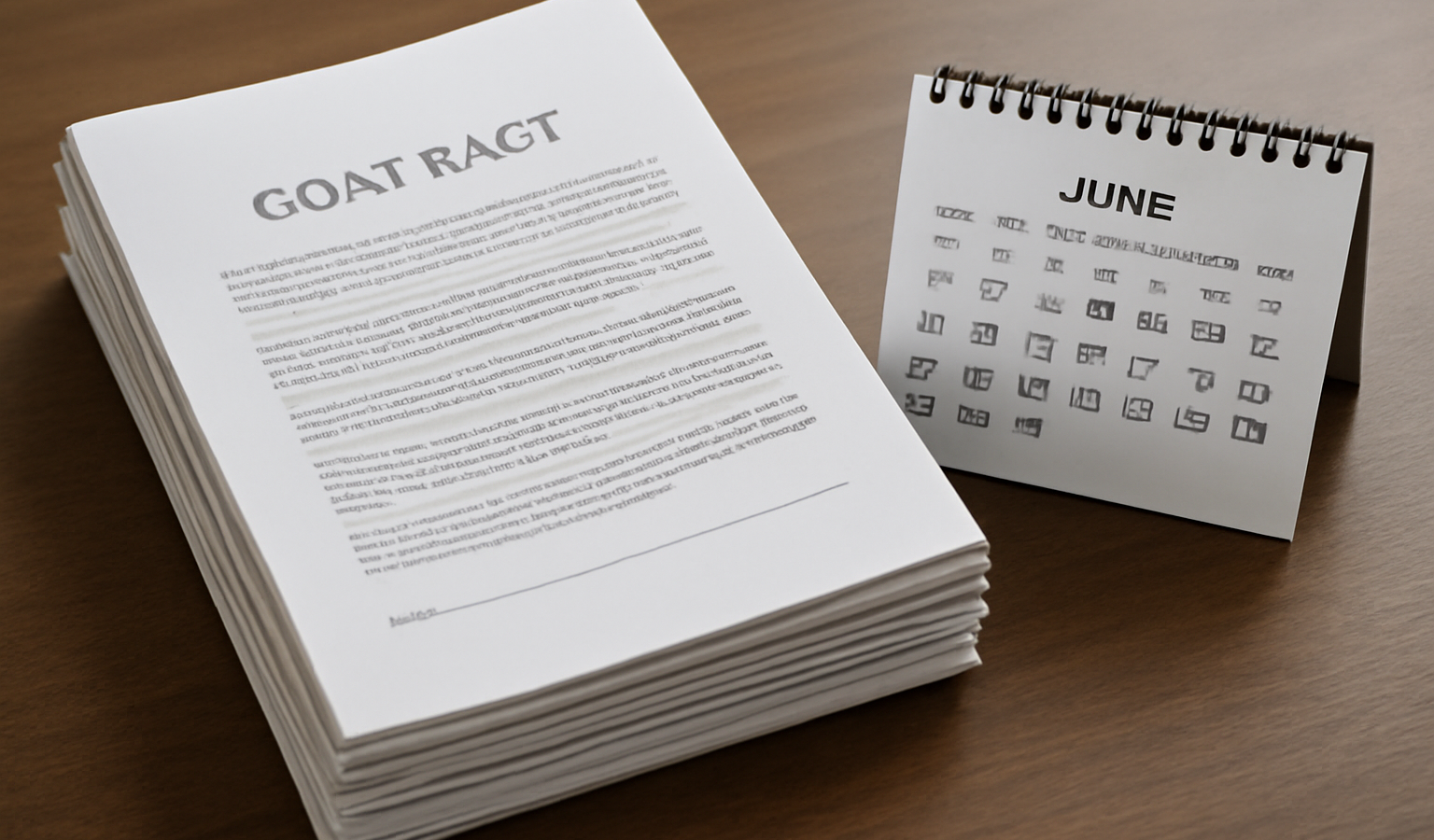 contrats empilés à coté d'un calendrier