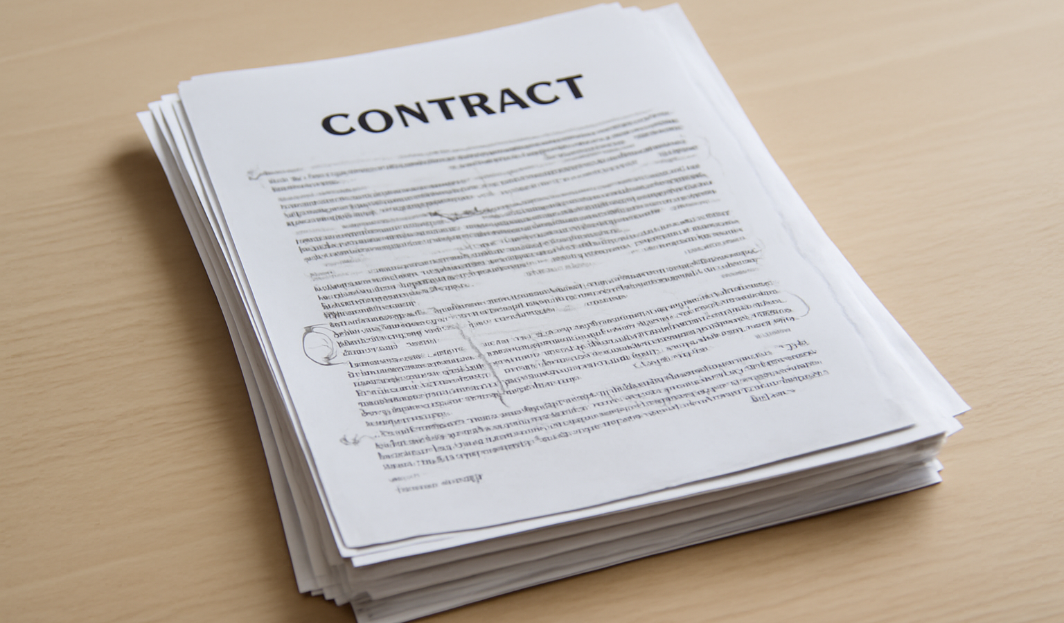 pile de contrats annotés sur bureau clair